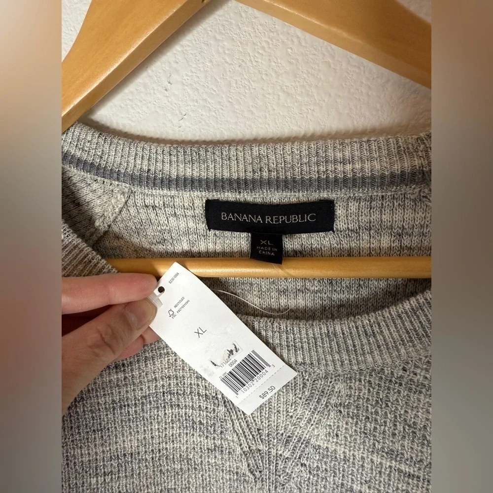 NWT Banana Republic Mens Grey Heather Heavy Knit Sweater Drawstring Bottom XL